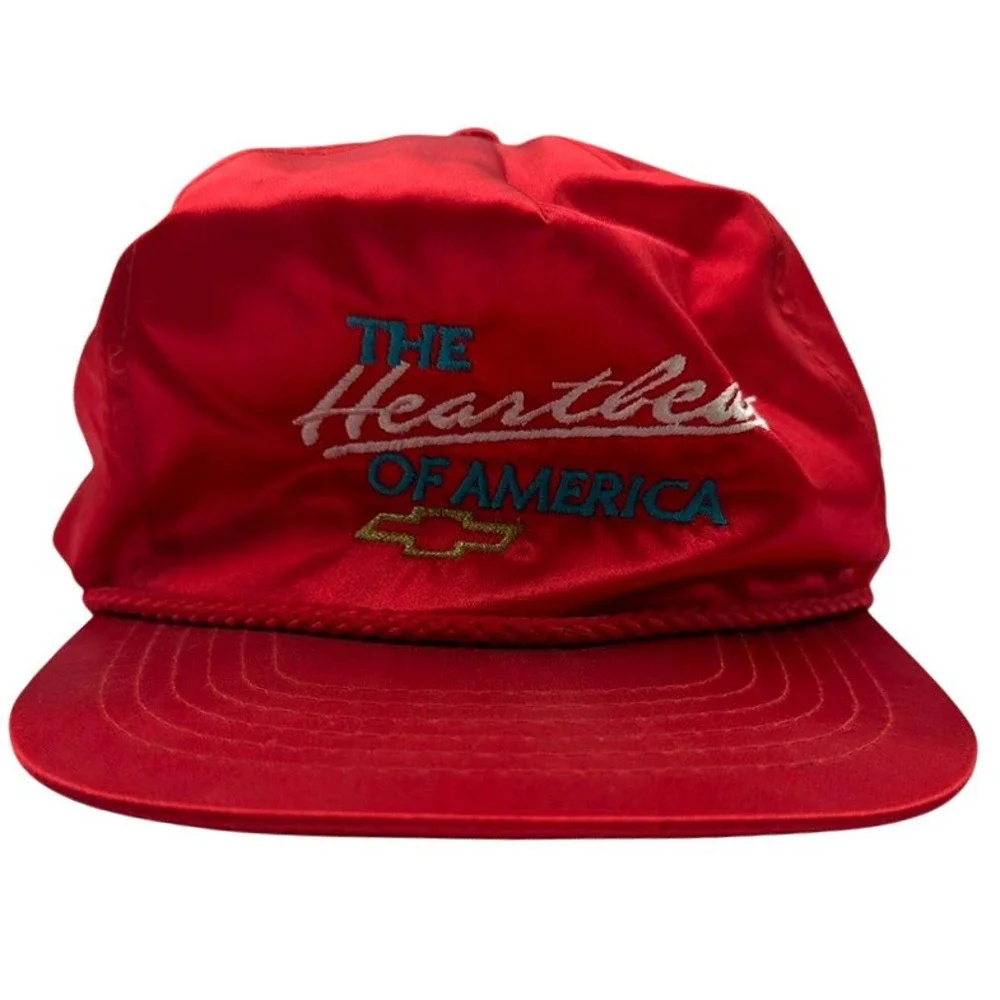 Vintage Chevrolet The Heartbeat of America Red Nylon Snapback Hat Ama Pro Chevy